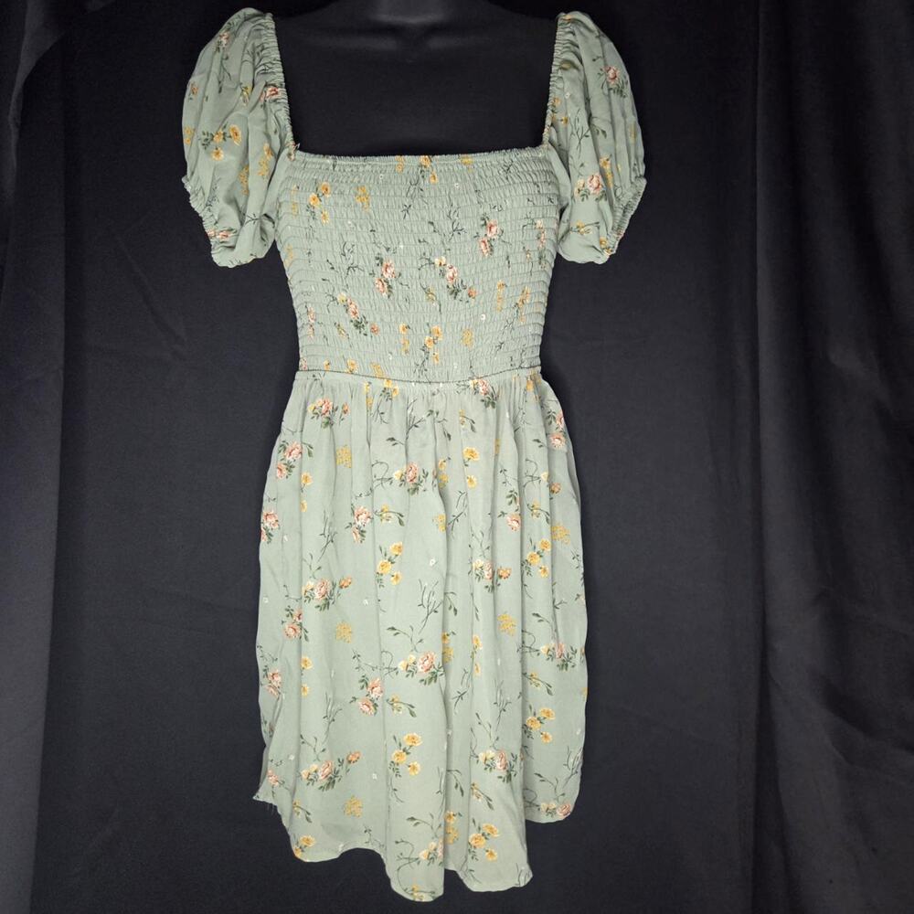 Pie in the Sky Sage Floral Smocked Romper - Small - Milkmaid Fairy Romantic